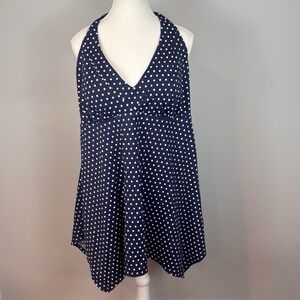 Swimsuits For All Women's Blue Polka Dot Halter Tankini top